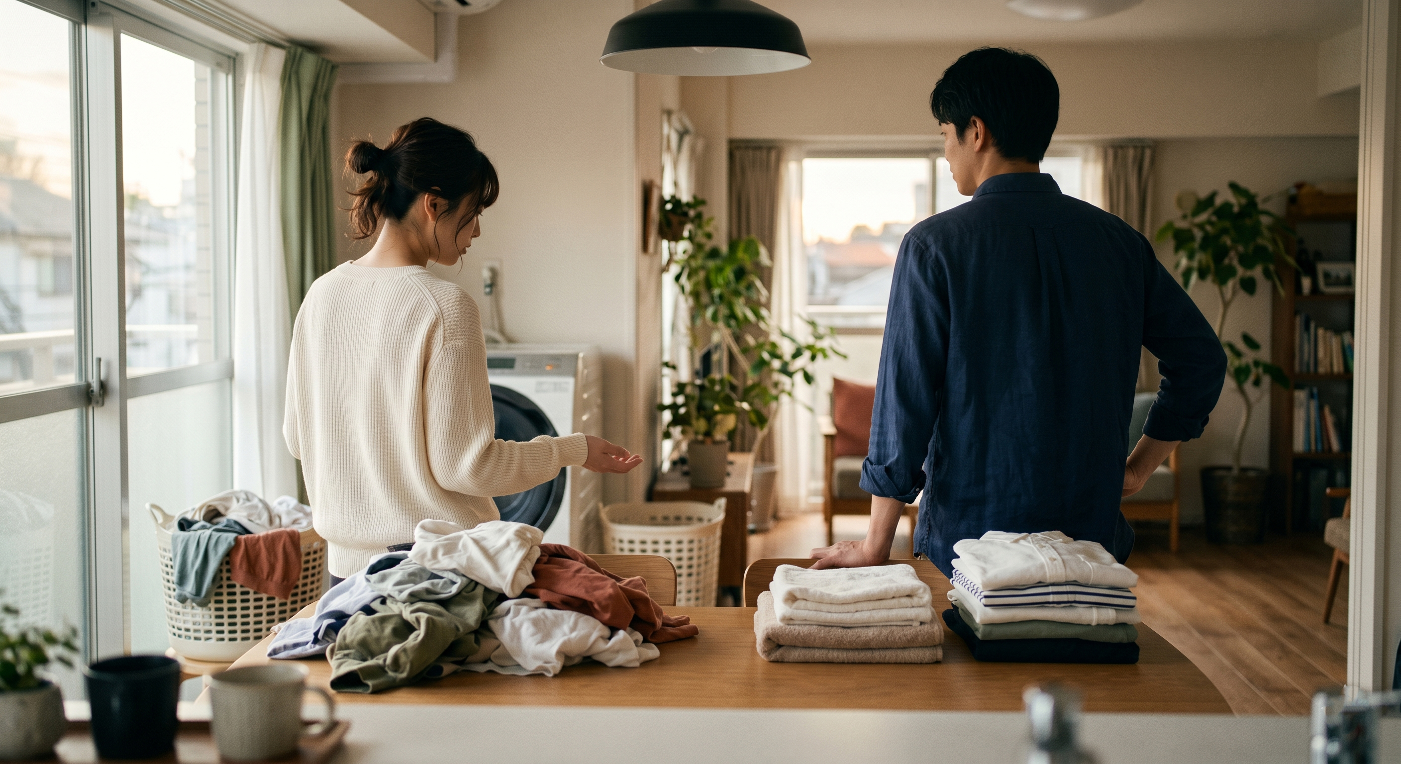 洗濯頻度の違いで揉めるカップルのイメージ